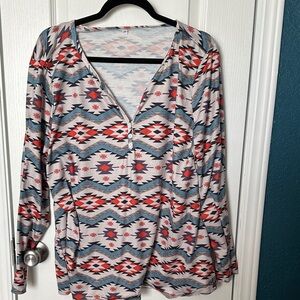 Aztec Patterned Women's Top - Multicolor
